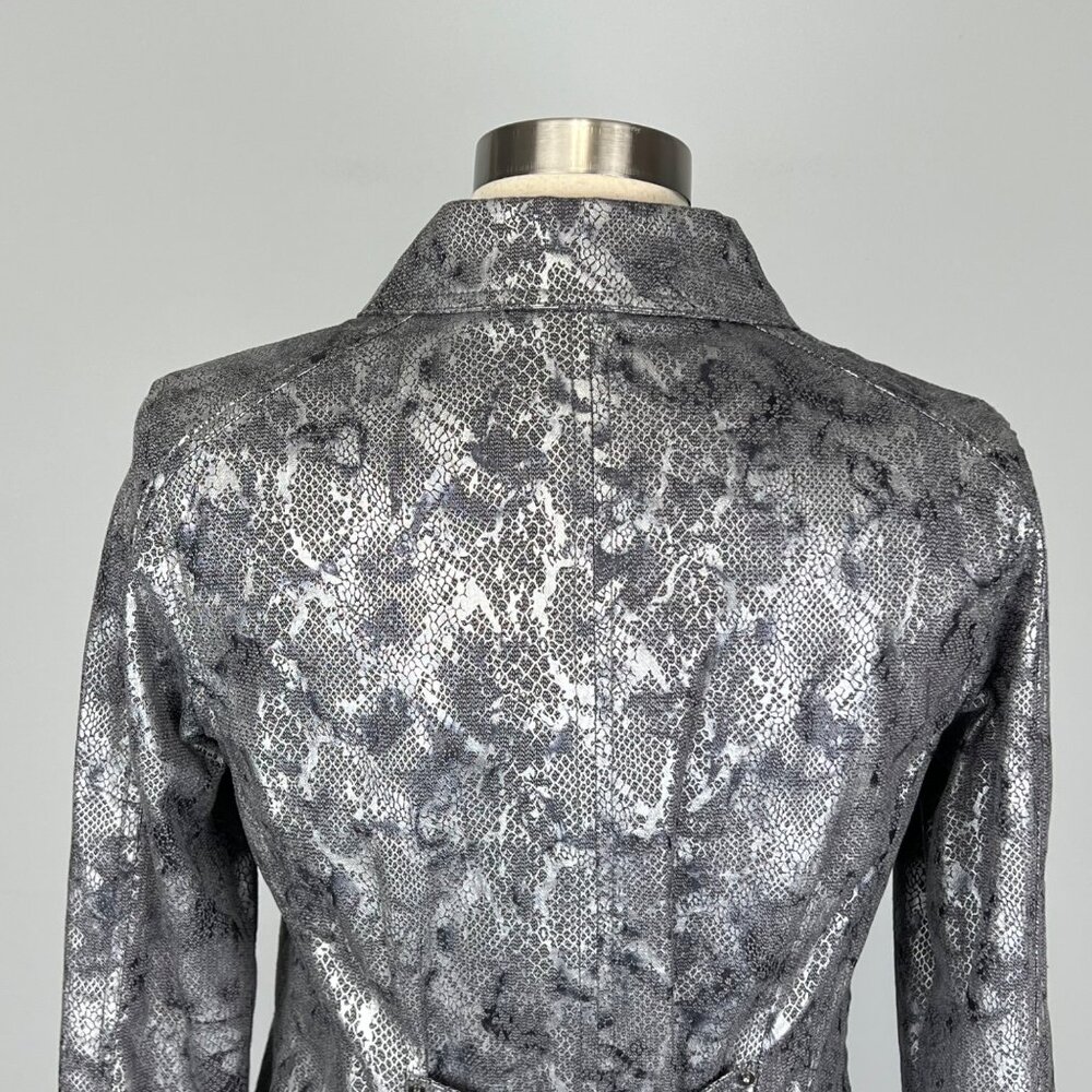 Chicos Womens Python Print Jacket Metallic Gray B… - image 7